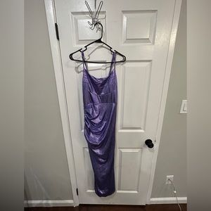 Jlux label rubi cowl neck never worn purple metallic dress.